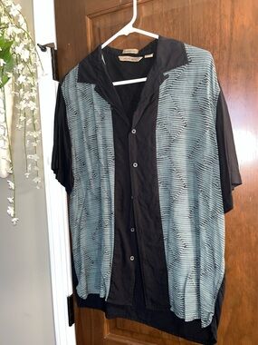 Axist Black Shirt Jacket with Teal Wave Panels
